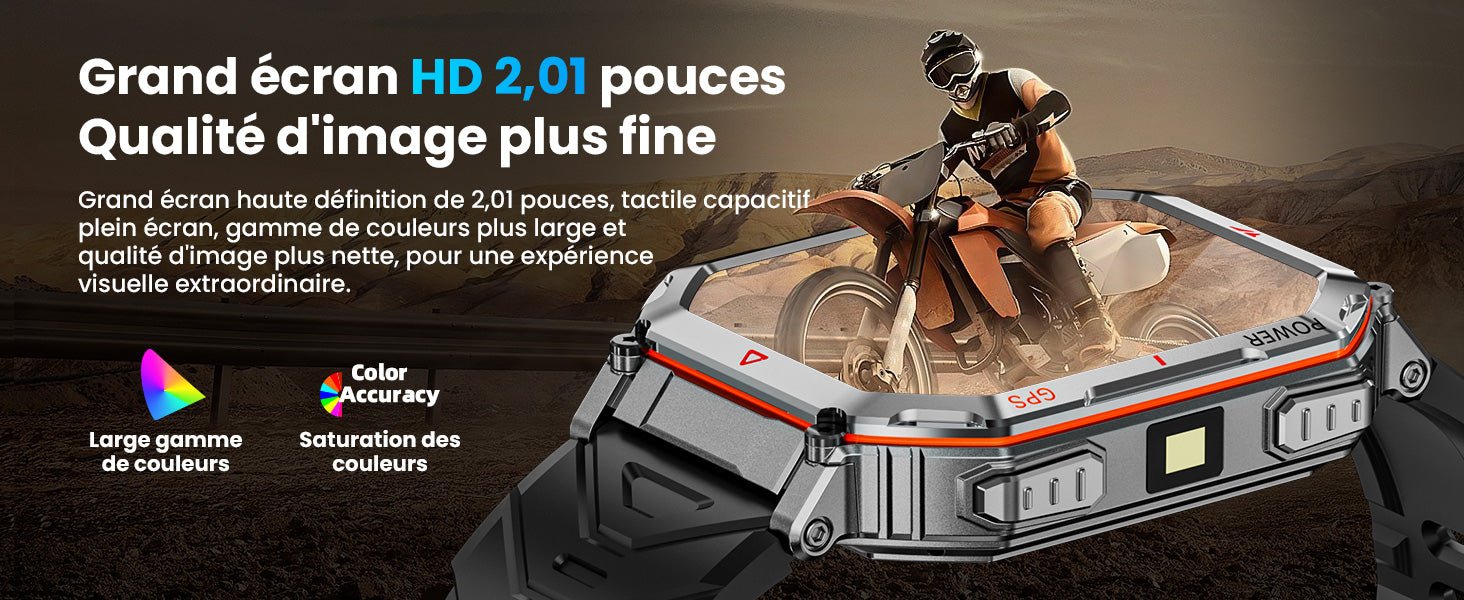 Montre connectée militaire GPS boussole – Appels Bluetooth, écran HD 2,01”, Android & iOS - Terra Aventure